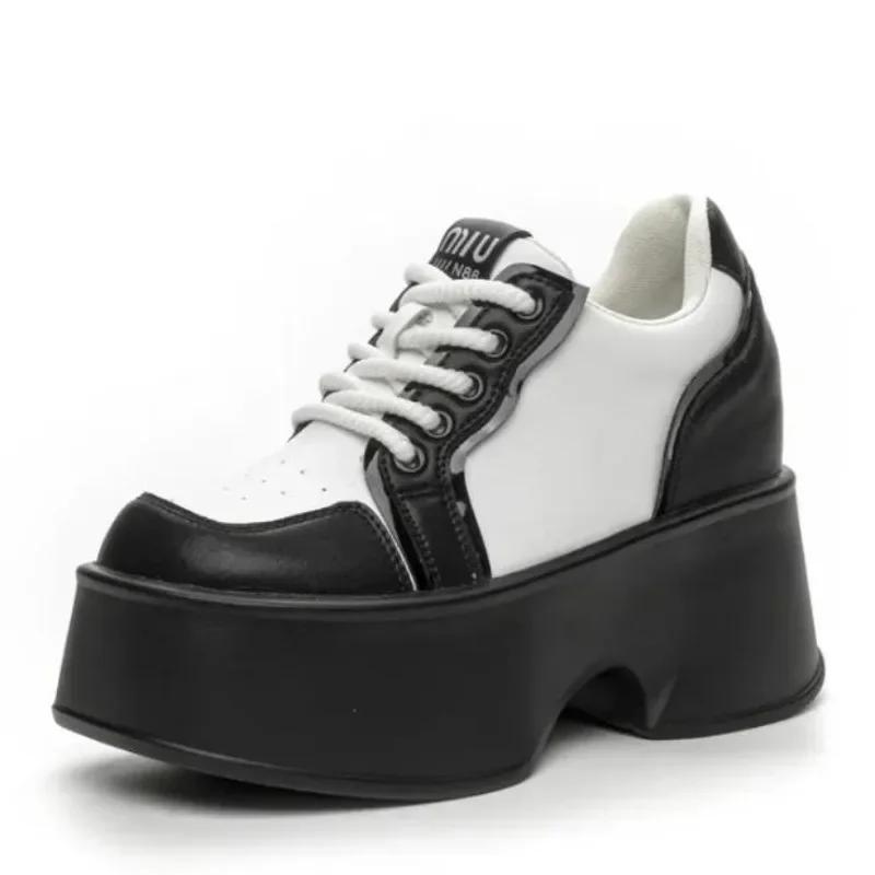 Fashion 11cm Women Luxury Genuine Leather Platform Wedge Pumps High Heels Ankle Booties Spring Autumn Ankle Boots Casual Office Shoes