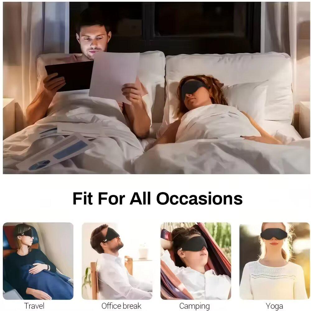 1D Eye Mask, Comfortable & Breathable Sleep Mask with Nose Pad, Adjustable Size Eye Cover for Sleeping, Travel & Nap, Blackout