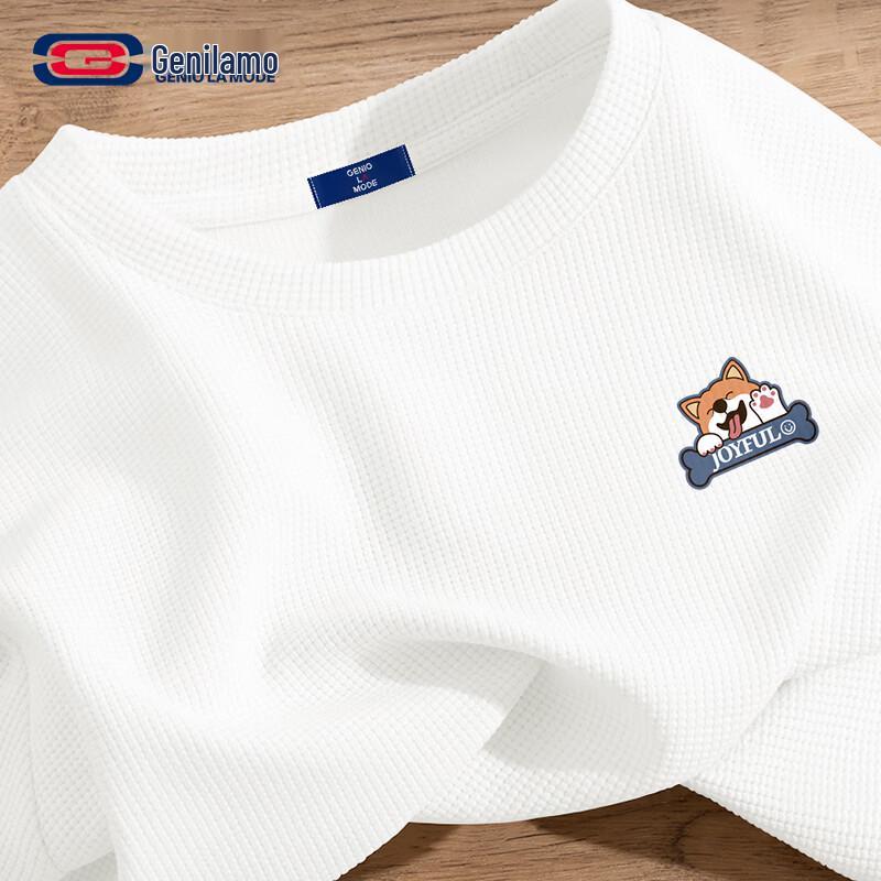 GENIOLAMODE Men's Waffle Knit Long Sleeve T-shirt