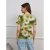 Women's Summer Round Neck Short Sleeved T-shirt Paired with 3D Floral Print Casual Top Breathable and Machine Washable Suitable for Outdoor Daily Wear