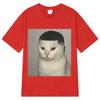 Funny Haircut Cat Meme T-Shirt  Women Harajuku T-Shirts Summer Short-sleeved Casual Trend Oversized T-shirts