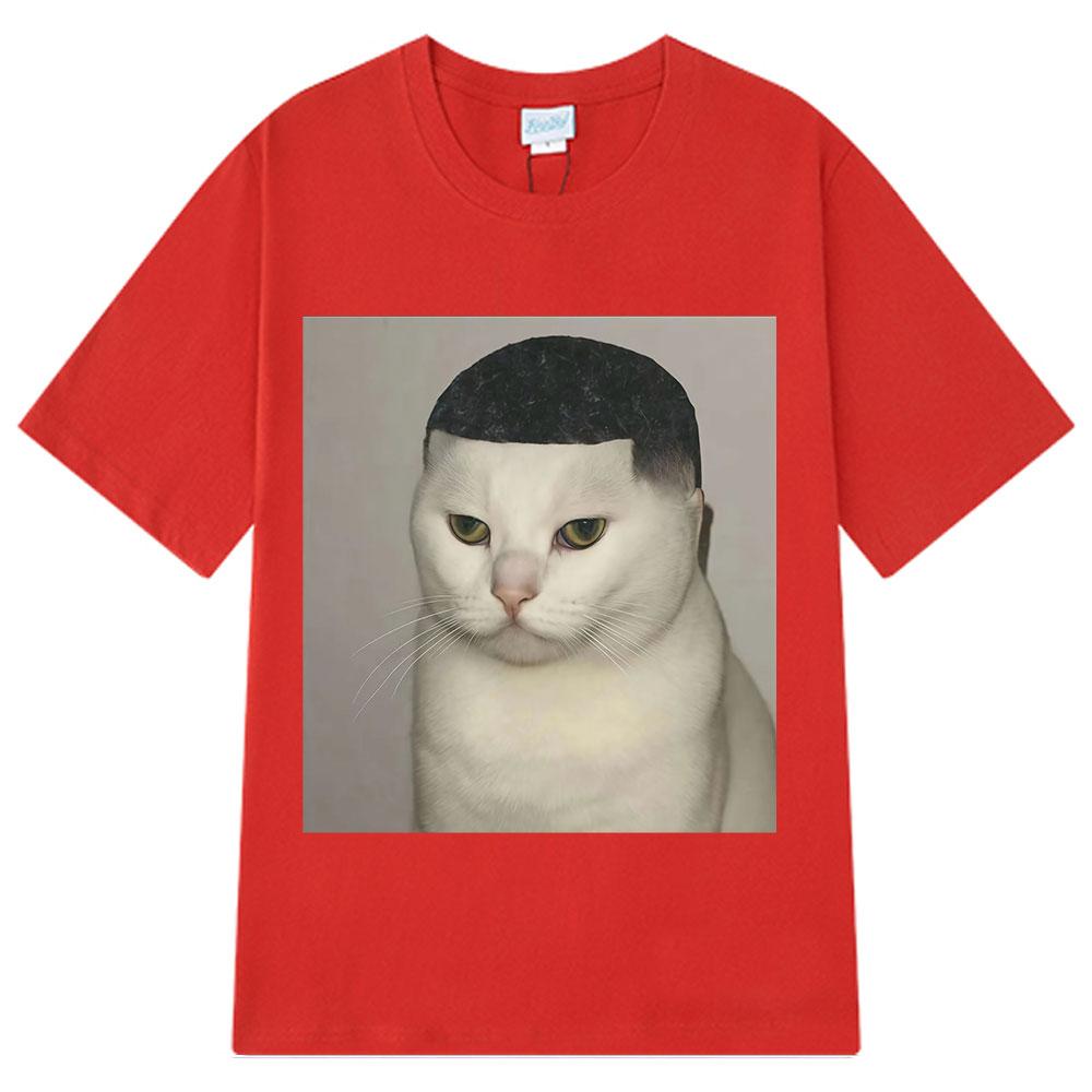 Funny Haircut Cat Meme T-Shirt  Women Harajuku T-Shirts Summer Short-sleeved Casual Trend Oversized T-shirts