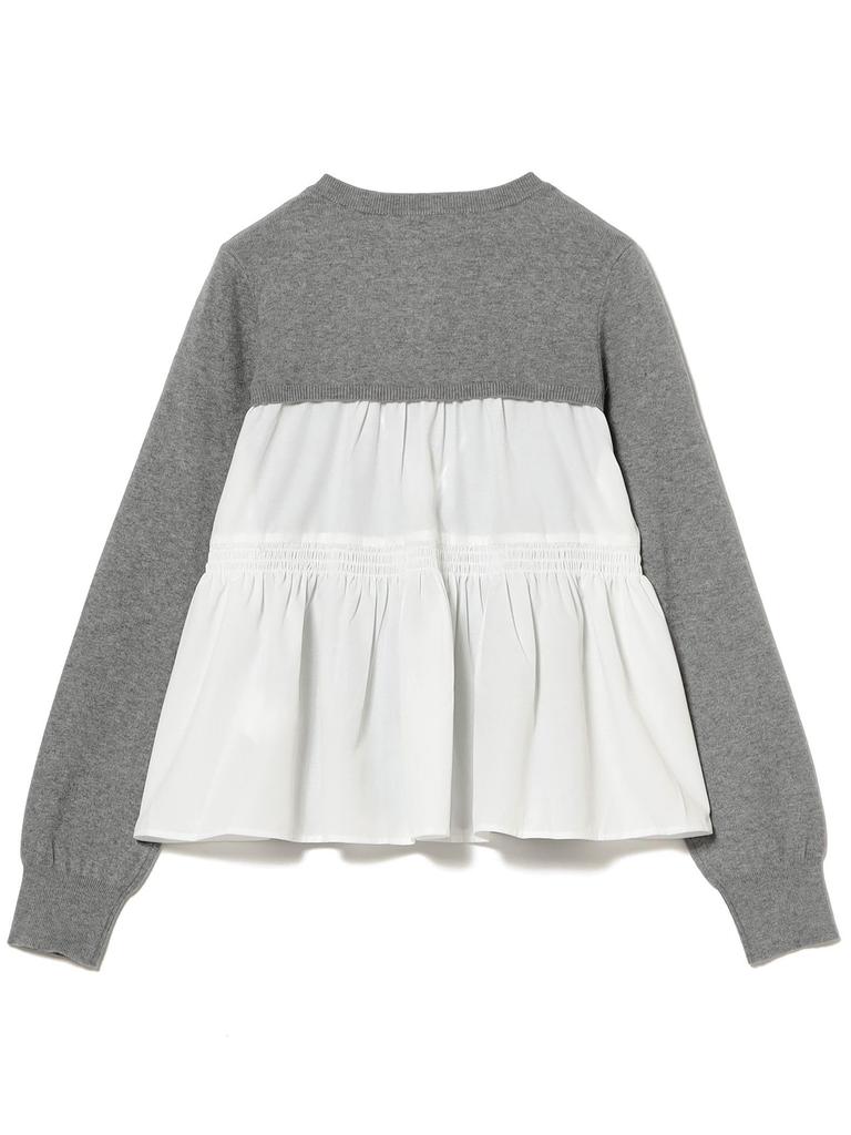 Ray Beams Women's L/S Knit Cardigan with Mixed Material, Gray, One Size