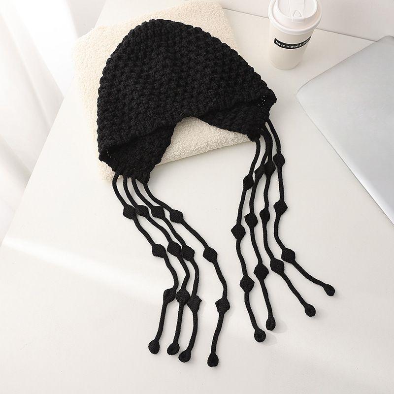 Christmas Winter Wool Tassel Knitted Ear Protection Hat For Women Winter Warm Crochet Earmuffs Caps Girl Pullover Beanie Bonnet