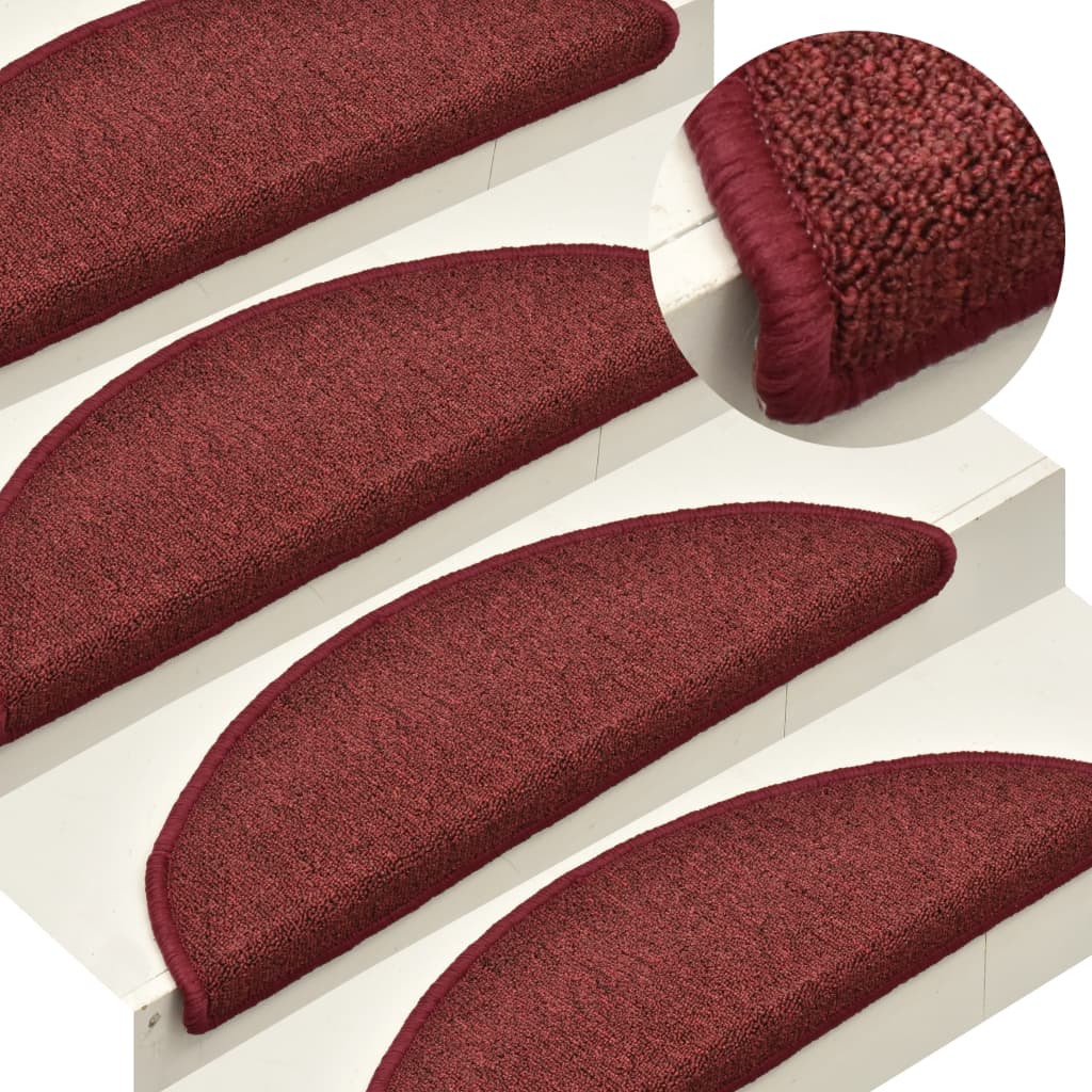 VidaXL Stufenmatten 15 Stk. 56x17x3 cm Bordeaux Halbrund