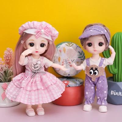 16cm 112 Girl Princess Doll BJD Doll with Clothes Shoes Movable 13 Joints Cute Sweet Face Child Gift DIY Dress Up Toys for Kids