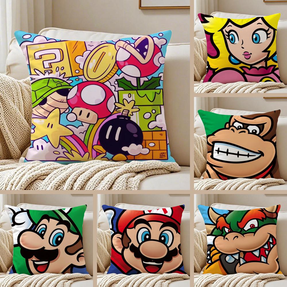 Super Cute Style MMario Game Soft Plush Pillowcase DoubleSided Printed Cushion Cover Hidden Zipper Home Decor