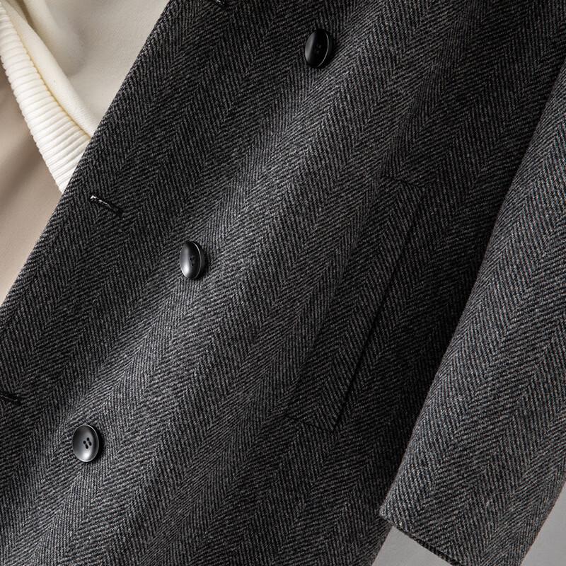 Fanzhen Men's Long Wool Overcoat with Detachable Down Liner