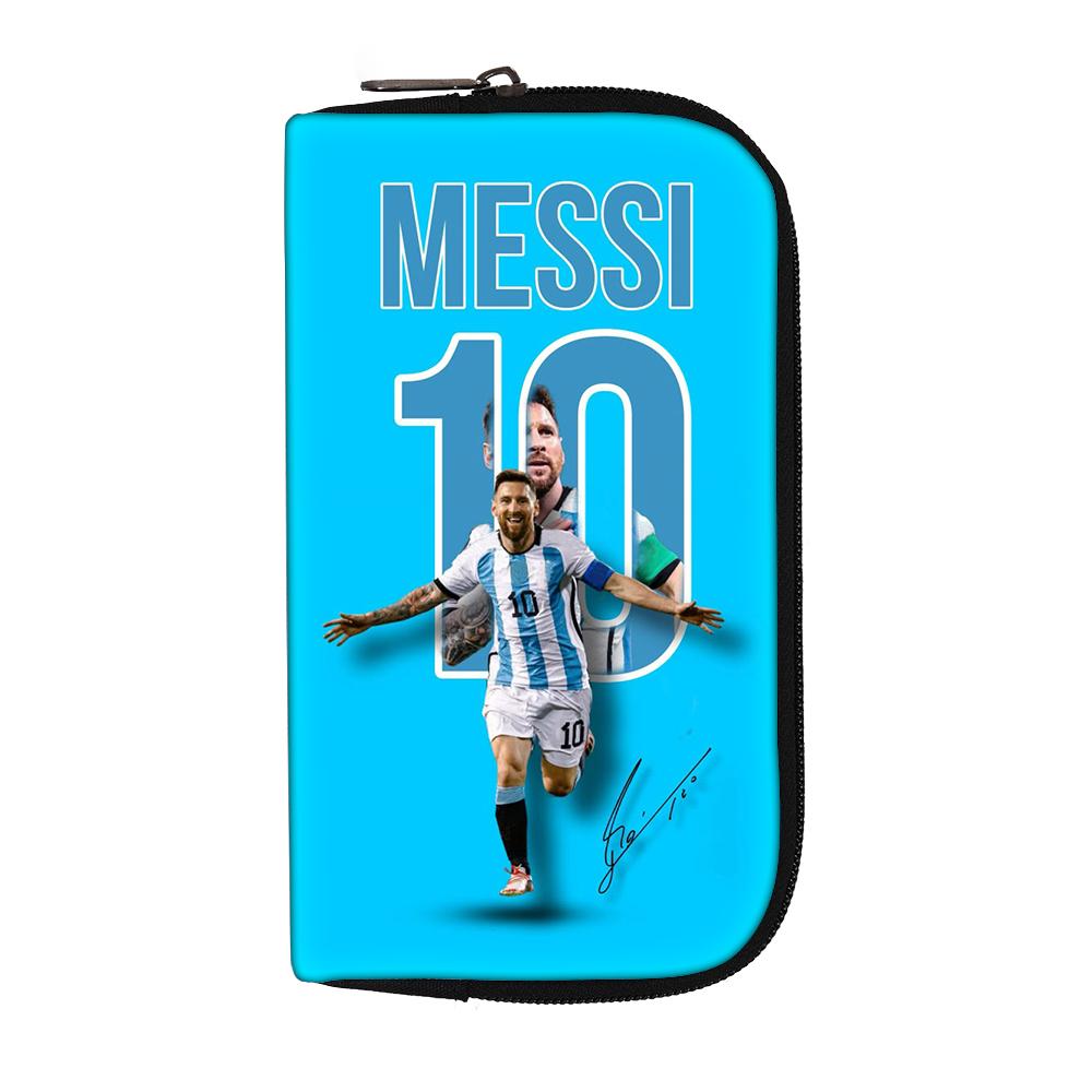 Dames Heren Cluch Bag koptelefoon tas M-Messi Portemonnees Draagbare Geld Munt Portemonnee Creditcard Geld Tassen Voetbalster opbergtas blue