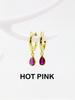 2207ER2 S925 Sterling Silver Teardrop Hoop Earrings Muti Color Zircon CZ Circle Round Loops Crystal Women Piercing Earring