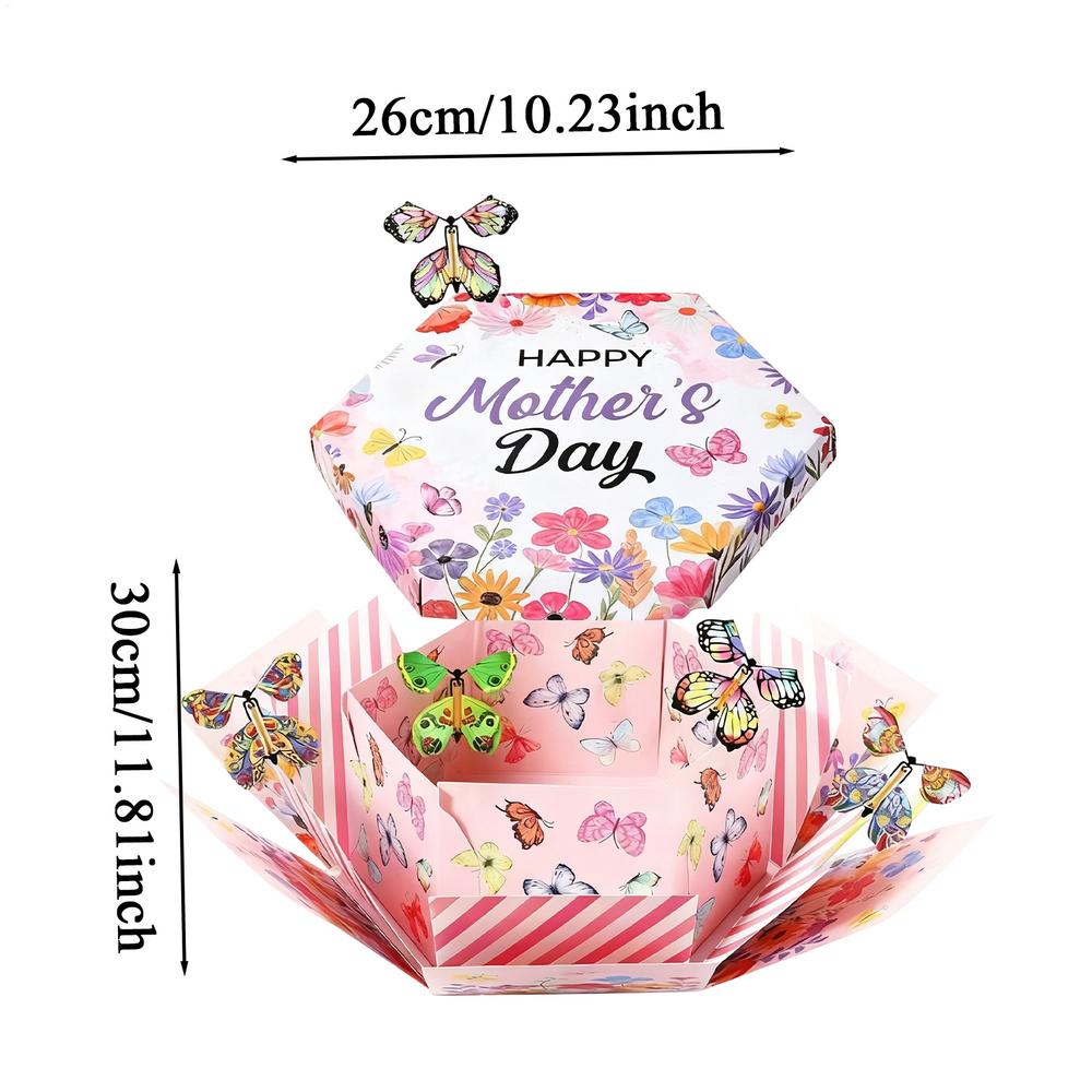 Exploding Birthday Box Funny DIY Cute Wrapping Mothers Day DIY Wrapping Boxes For Jewelry Cake Food Kids Adults Women Birthday 26x30x3cm розовый