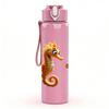 1PC Seahorse Marine Ocean Animal Print 750ml Color Plastic Sports Water Bottle Leakproof Flip Straw Lid Suitable for Sports Office Home Use