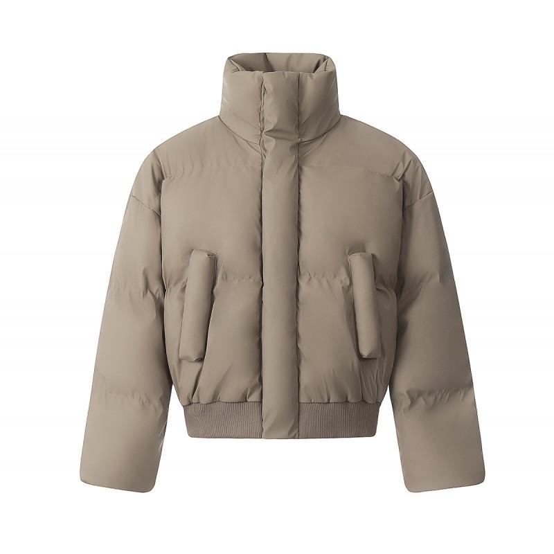 Winter Warm Puffer Jacket Stand Collar Cotton Coat Short Streetwear Vintage Thick Men Women