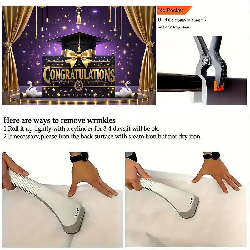 2025 Graduation Banner- Decor with Graduation Hat Design for Events,Photo Studio Backdrop,Outdoor Festivities,Graduation Party Decor