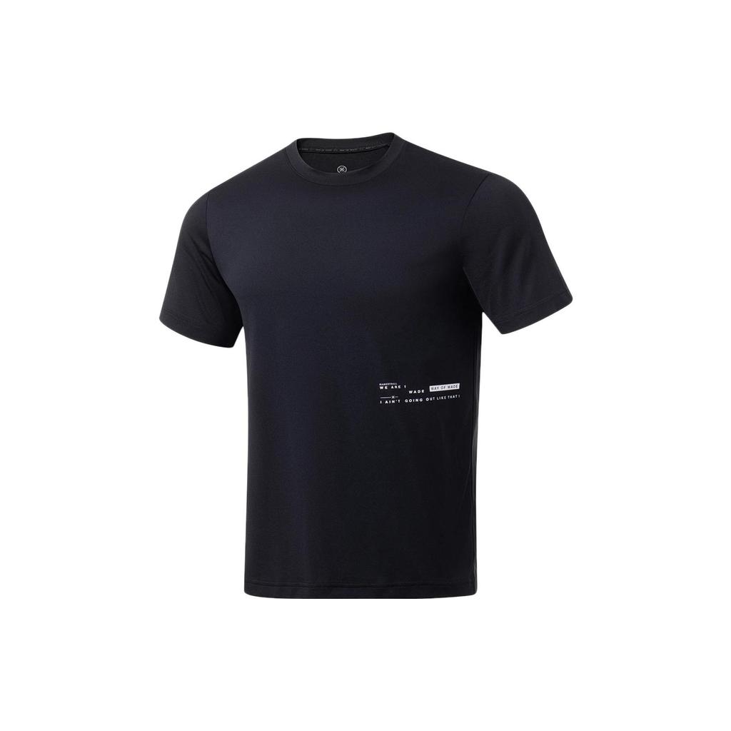 Li Ning Wade Collection T Shirts Men's Black Crew Neck Moderate Straight Fit ATST243-1