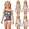 Girls One Piece Swimsuit Kids School Supplies Print Adjustable Straps Summer Beach Swimwear Bathing Suit for Toddlers and Children