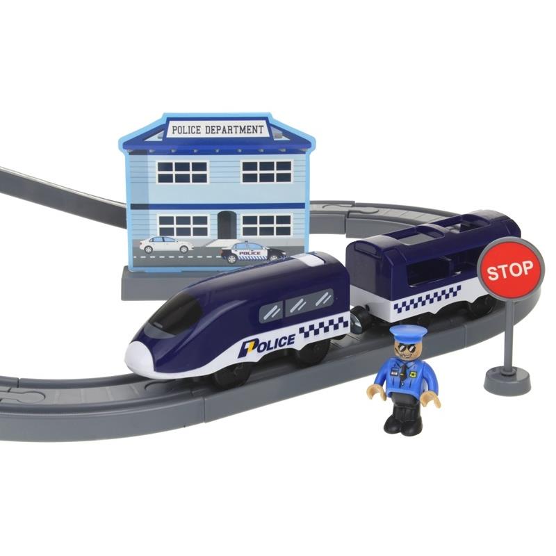 Electric Train Battery Train Locomotive Track Police Tracks + 4 Cars