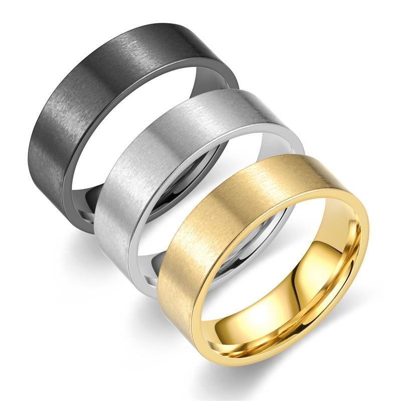 6MM Matte Simple Stainless Steel Rings Frosting Gold Black Color Titanium Steel Ring Women Men Wedding Band Jewelry For Gift