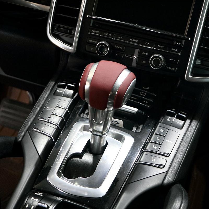 Elegant Interior Retrofit Aluminum Alloy Gear Shift Knob Upgrade Kit Carbon Fiber Leather for Porsche Cayenne 2011-2017