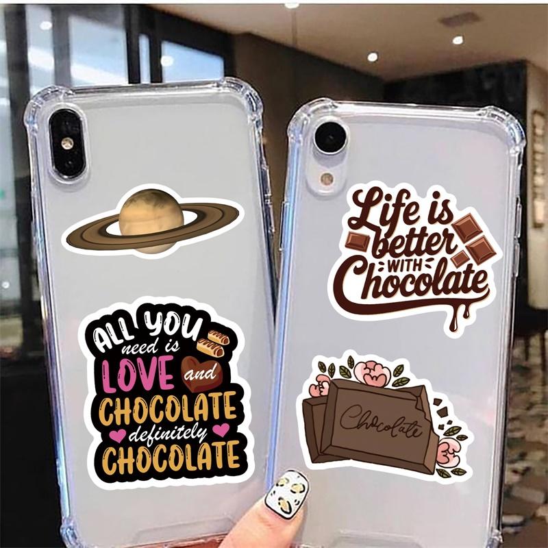 10/30/50PCS Cartoon Chocolate PVC Sticky Sticker Aesthetic DIY Decoration Scrapbooking Hand Accounting Supplies