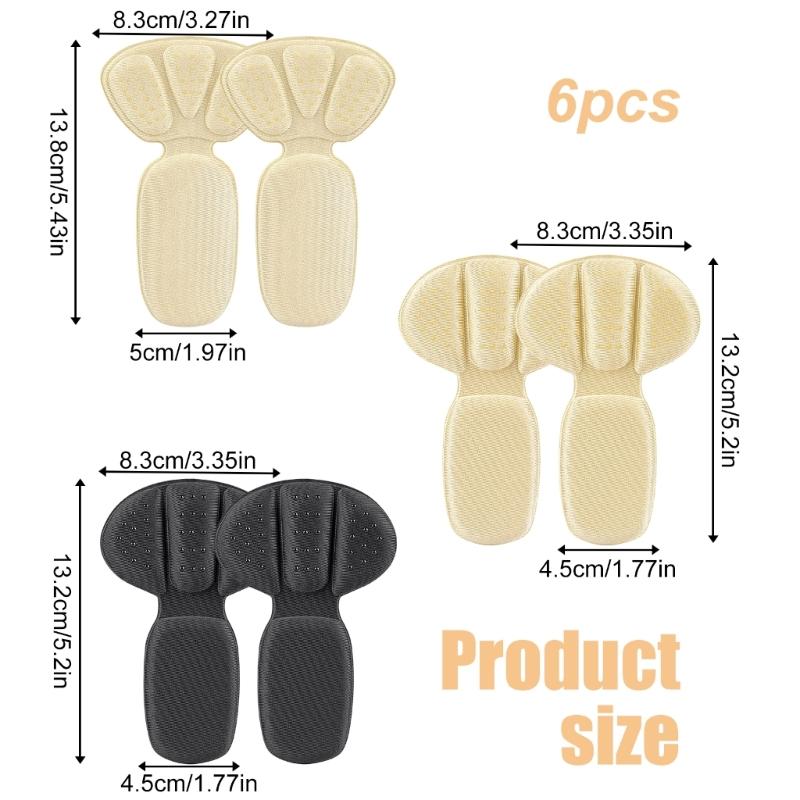 3 Pairs Thick Heel Protectors Anti Friction Inserts Secures Adhesive Backing Shock Absorption Perfect for Women Shoe