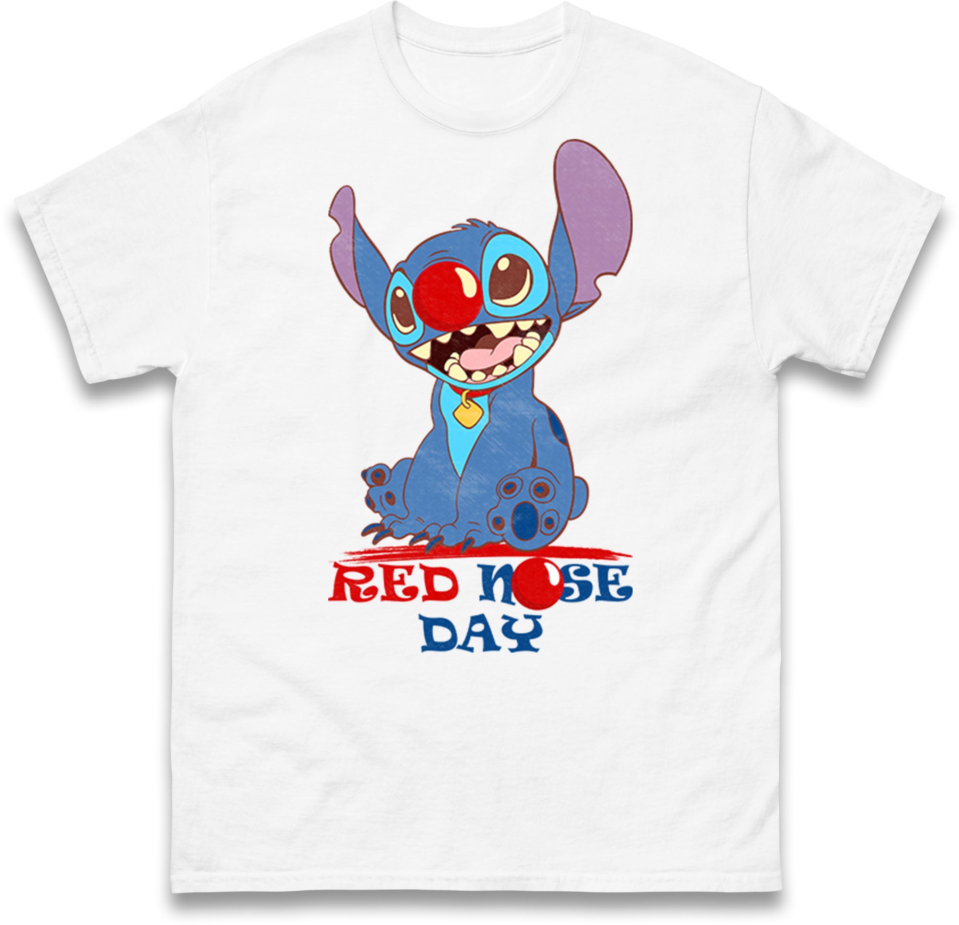 Disney Stitch Red Nose Day Comic Relief Mens T Shirt Womens Tops Tees 3XL