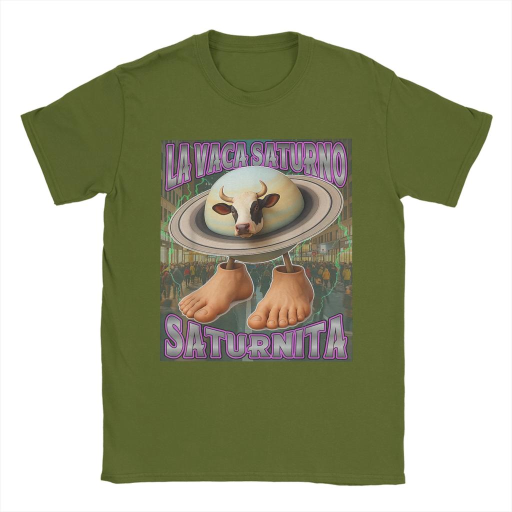 Casual T-shirt Sommar Saturnita La Vaca Saturno Italiensk Hjärnröta Mode T-shirts Tee Shirt för Man Kortärmade Tees