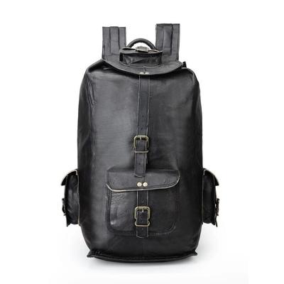 Genuine Black Leather Large Men's Vintage Backpack Travel Rucksack Gym Bag