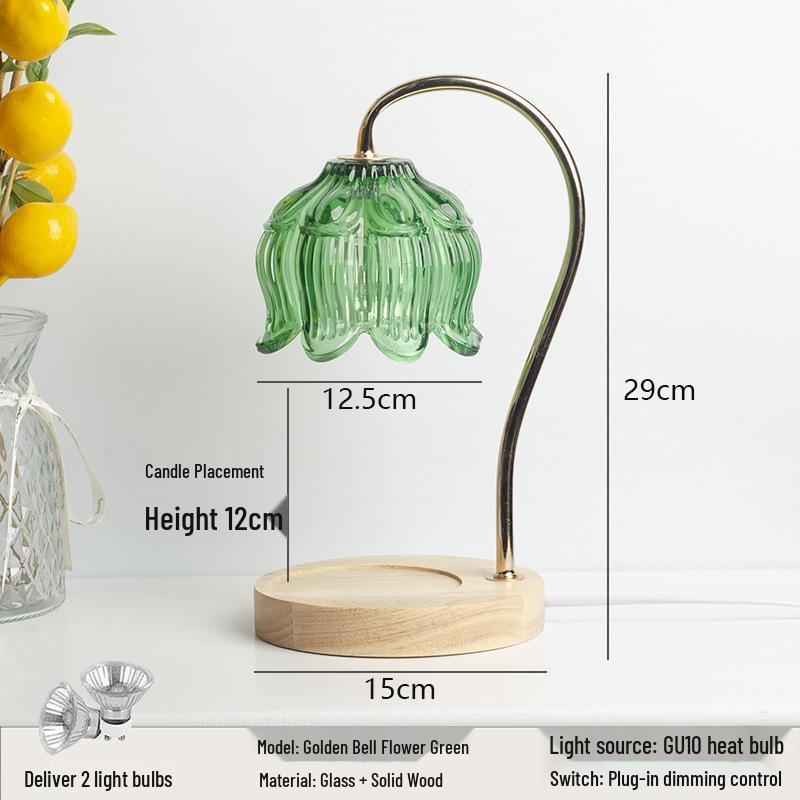 Luxury Glass Aroma Wax Melt Lamp - Fragrance Candle Light for Bedroom, Bedside Table, or Desk. Ideal Decorative Gift.