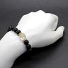 [Seki-Kira] Gold-engraved Quartz and Natural Onyx Prayer Beads Bracelet with Sanskrit Characters for Those Born In the Year of the Horse (Uma) - 14mm
