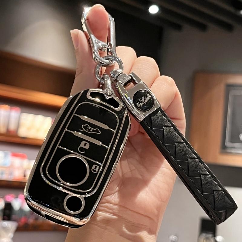 Car Key Case Cover with Leather Keychain for FIAT Tipo Tprp Freedom 500X Doblo Argo Nuovo Grazie Key Protective Accessories