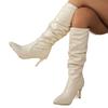 New Single Shoes, Pointed-toe Pleated High Boots, Women's Thin-heeled Boots, High Heels