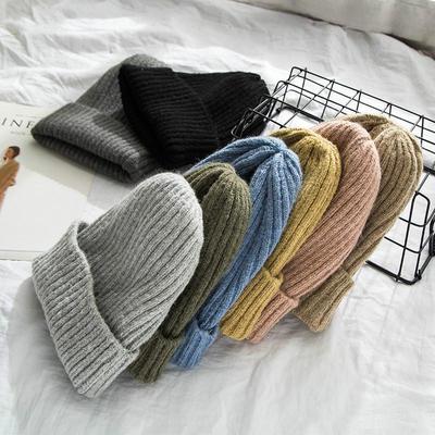 New Candy Colors Women Knitted Hat Warm Soft Trendy Hat Kpop Style Wool Beanie Elegant All-match Hat EMA