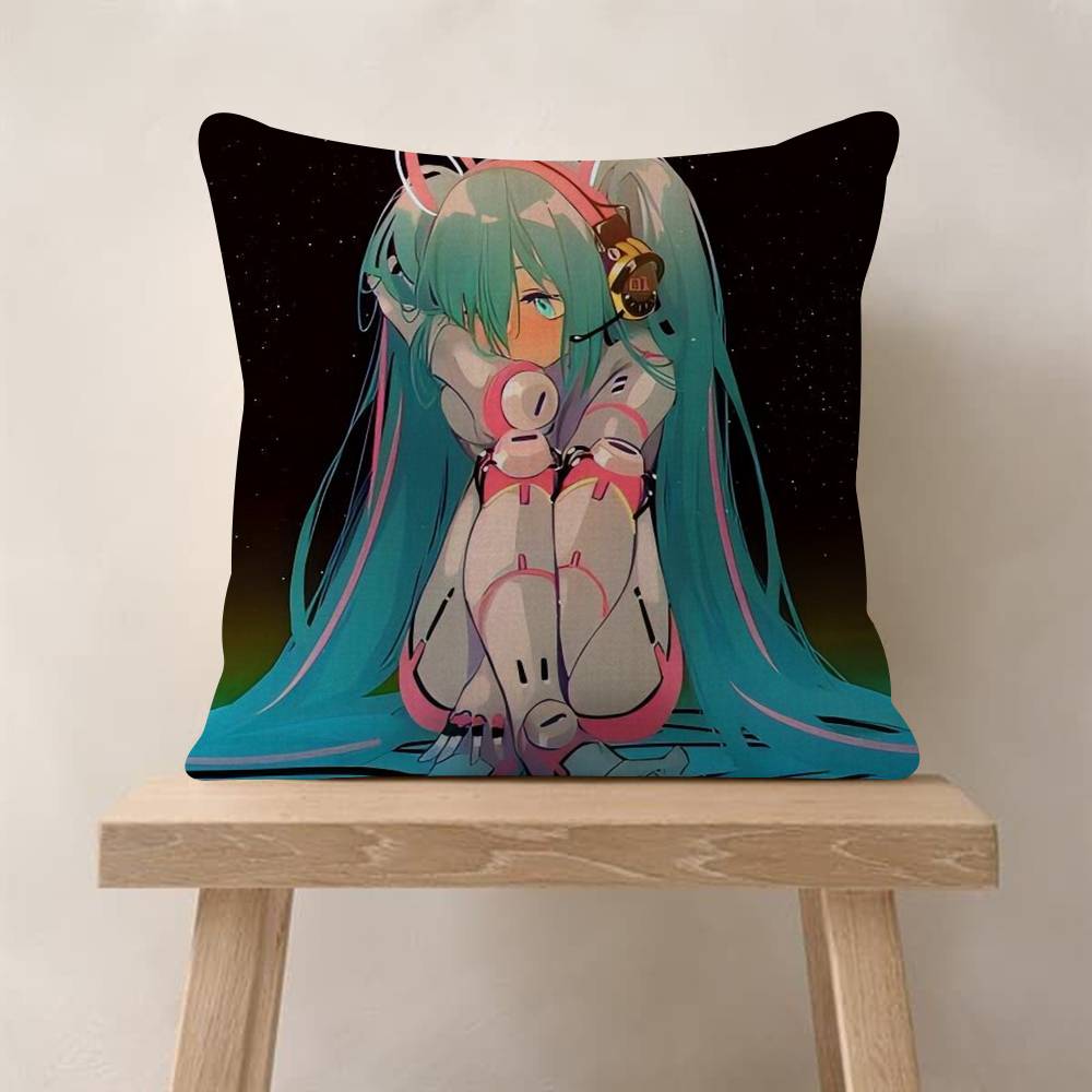 HHatsune Anime Miku Cushion Cover Decorative Pillow Sofa Home Decor Case Pillow Cases