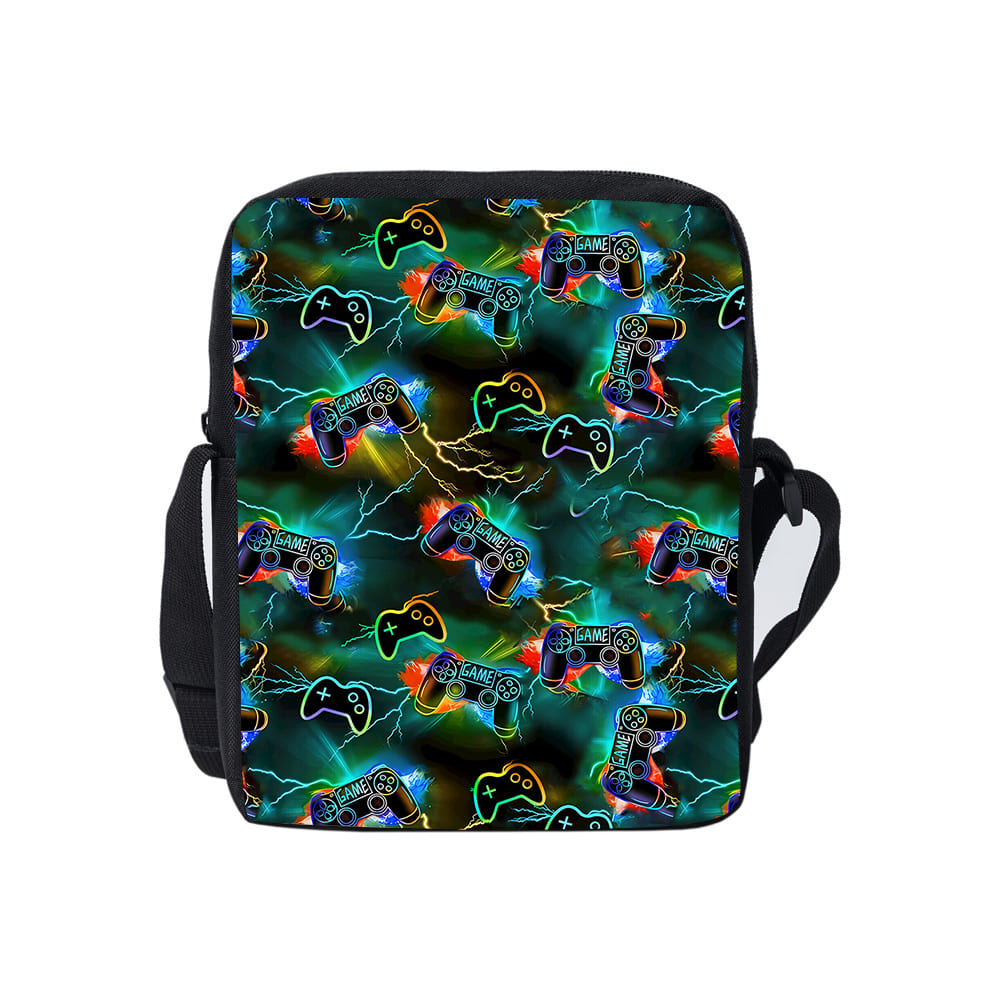 Borsa a Tracolla Singola Quotidiana con Design Gamepad per Bambino/Bambina Migliori Regali Borsa a Tracolla Casual Piatta 2D Cartoon