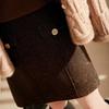 Women Black Wool Glitter Tweed A‑Line Mini Skirt High Waist Short Skirt For Autumn Winter New Arrival