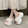 9CM Design Platform Slippers 2025 Women Summer Wear New Style Increase Sandals Casual Muffin Flip-flops Beach Shoes