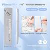 Planwith Rotating Metal Pen 0.5mm Aluminum Alloy Ballpoint Gel Pen 180° Anti-Roll Design Smooth Writing Office School Supplies