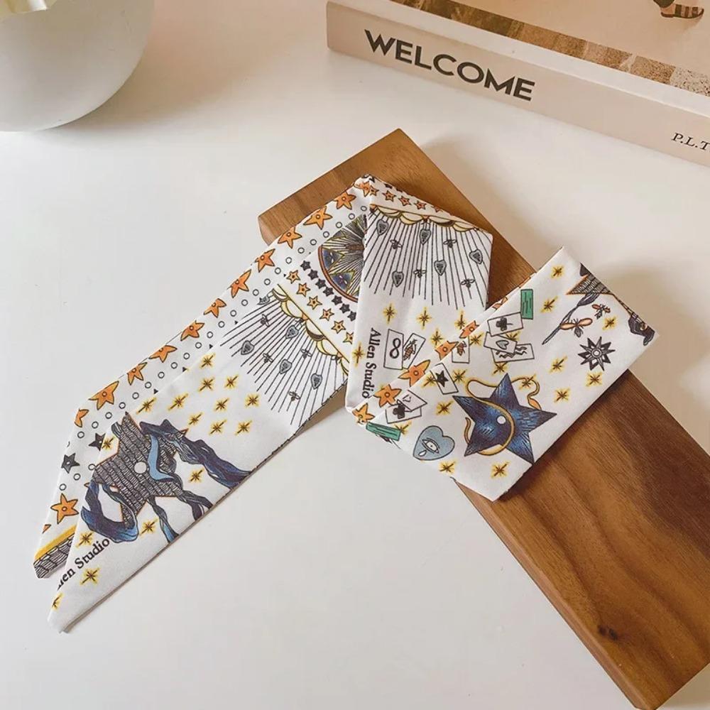 Fashion Printing Letter Hair Ribbons French Elegant Long Headband Bag Strap Accessories Girls Bow Knot Long Hair Scarf HairBand