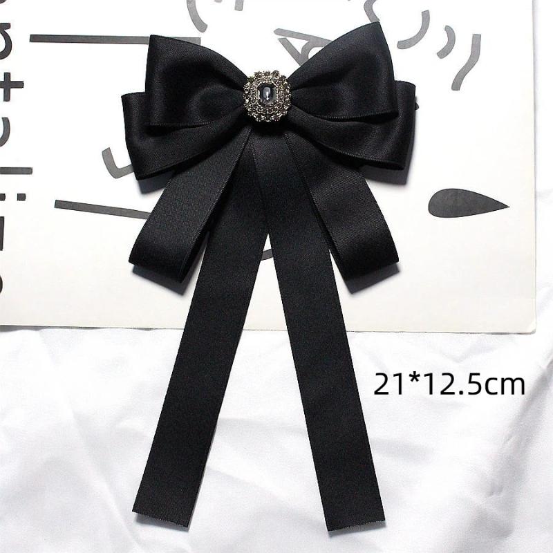 Black Bow Tie Rhinestone Bowknot Brooches For Women Shirt Collar Corsage Jewelry Clothing & Accessories