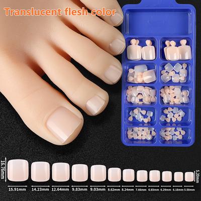 100Pcs Fake Toenail Natural Solid Color Press On Toe Foot Full Cover Square Nails Art Tips Fast Wearable Nail Manicure Tool