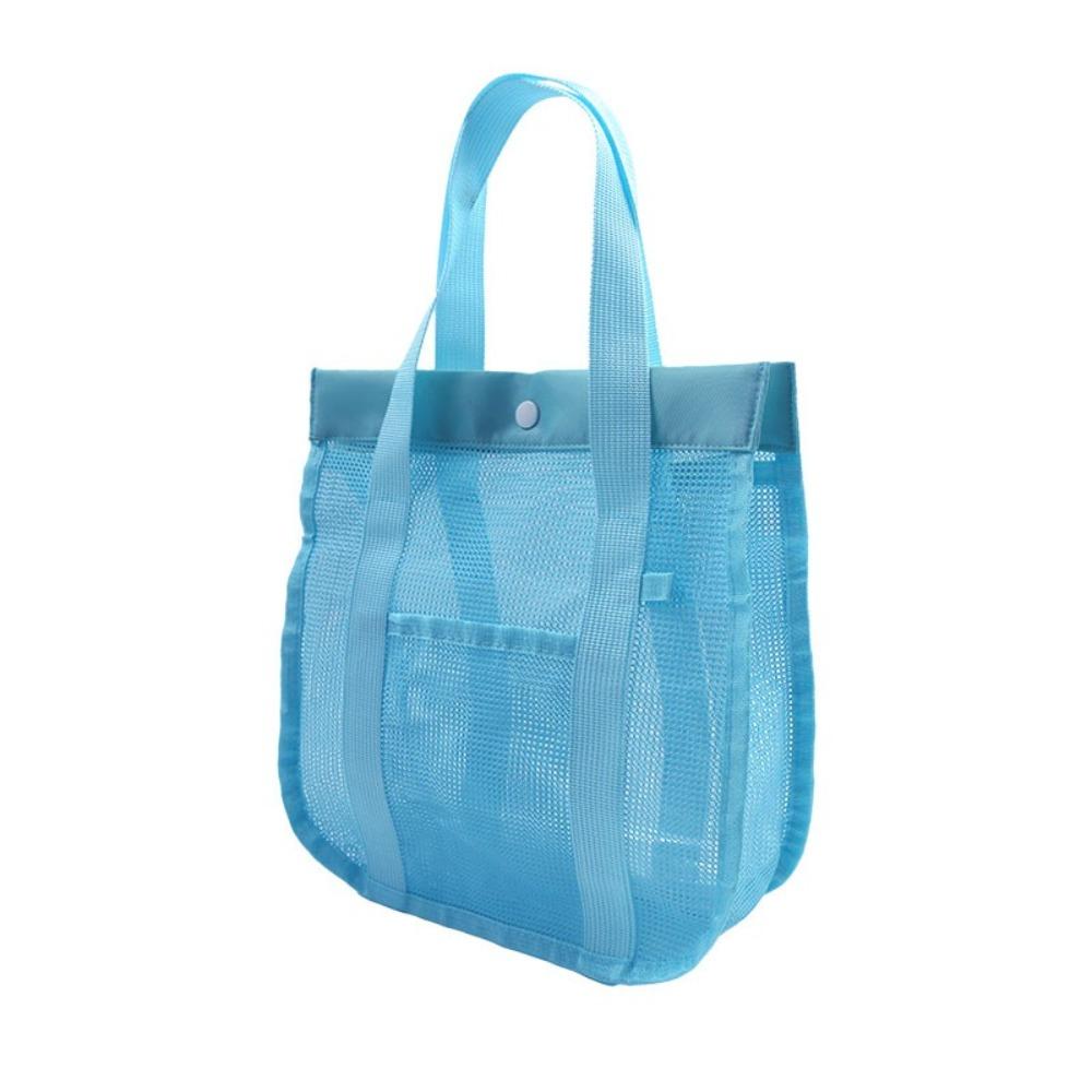 

Breathable Mesh Beach Bag Large Capacity Swimming Washbag Leisure Mesh Handbag Travel S синій