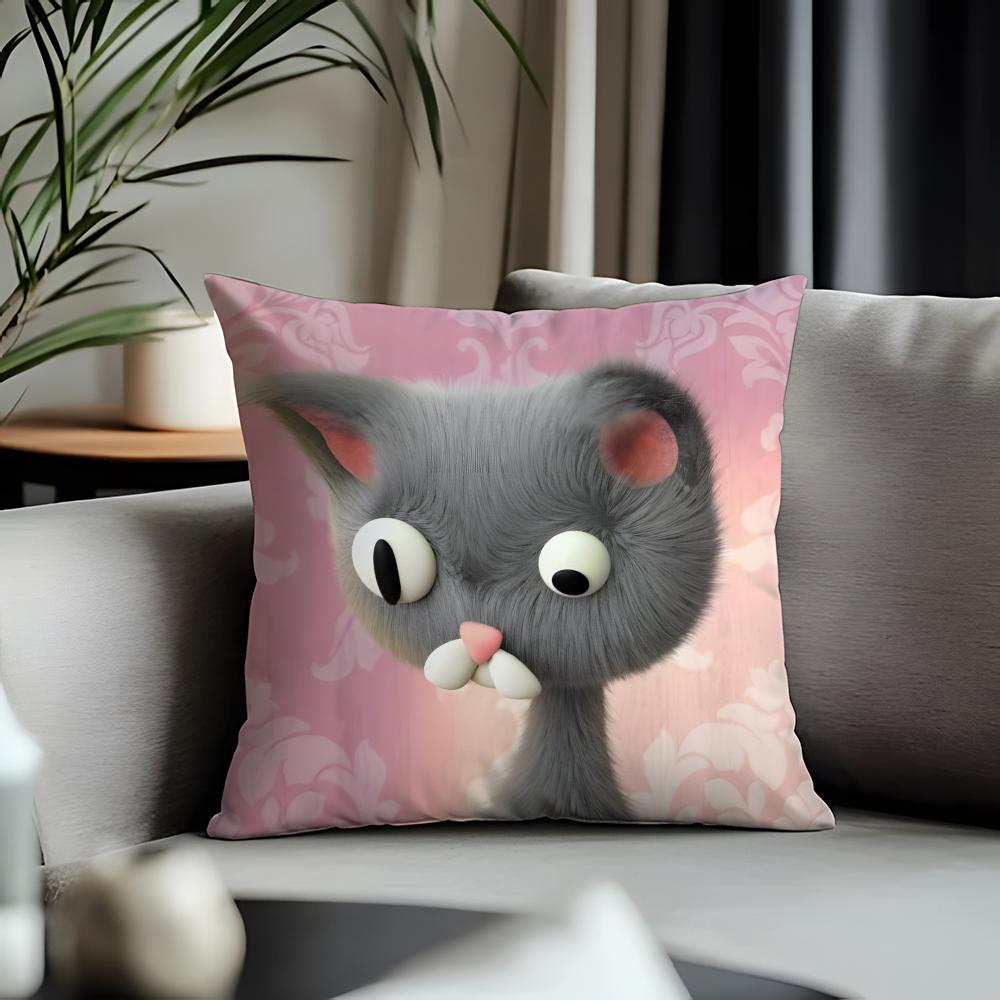 Trending NNoodle and Bunable Cushion Cover Antidustmite Pillowcase Invisible Zipper Silky Short Plush Sofa Cushion Cover