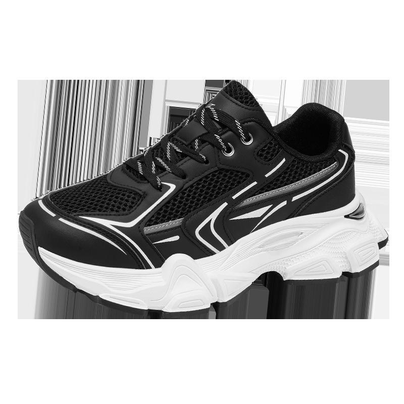 

Hong Kong style dad shoes men s summer breathable 2024 new mesh sports shoes teenagers heightening platform casual trendy shoes 44 чёрный