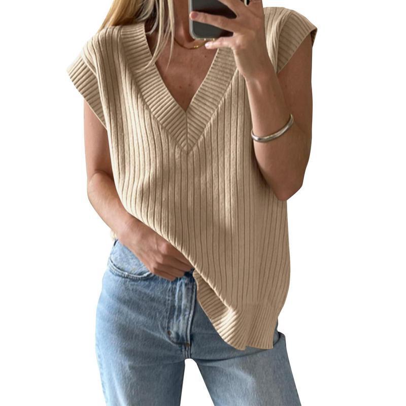 Ladies' V-neck Casual Knit Vest Top