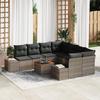 VidaXL Ensemble de canapé de jardin de 9 pièces avec coussins Gris Poly Rattan Acacia 3356606