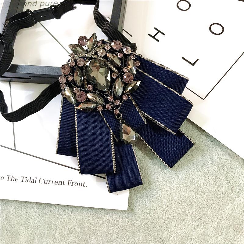 Korean Version of Bow Tie Female College Style Japanese Free-play Female Collar Flower Diamond Jewelry Shirt Accessories Male Bo