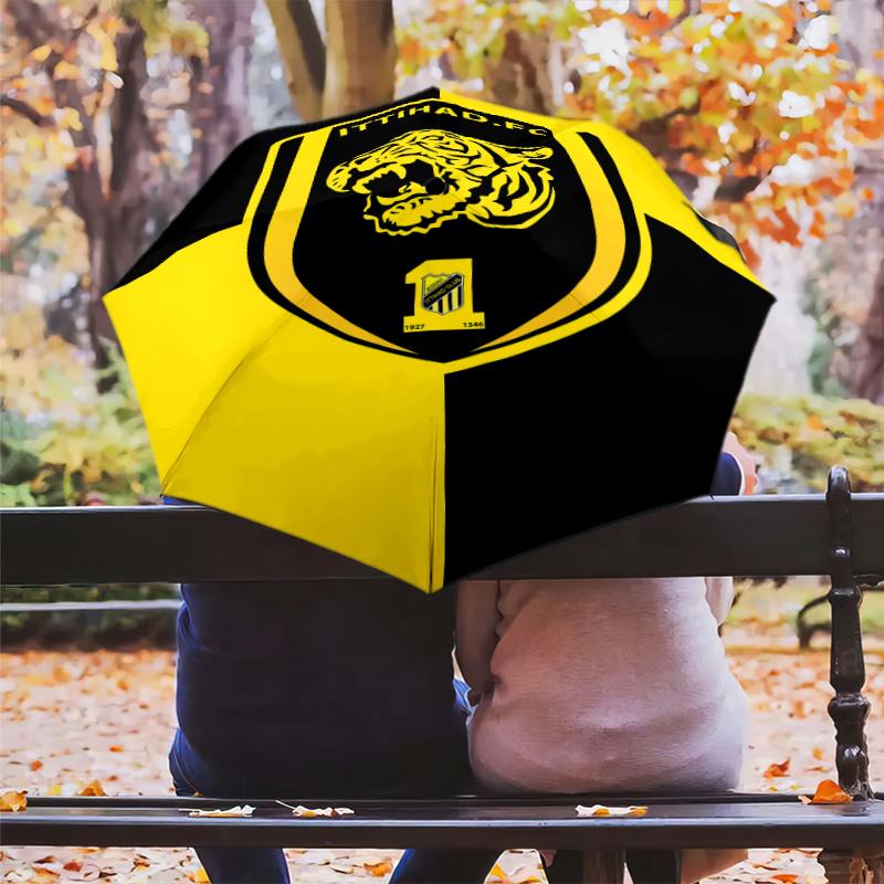 1 PC Automatic Folding Umbrella - Alittihad Club Pattern Portable Foldable Design With 8 Ribs Christmas Birthday Gifts