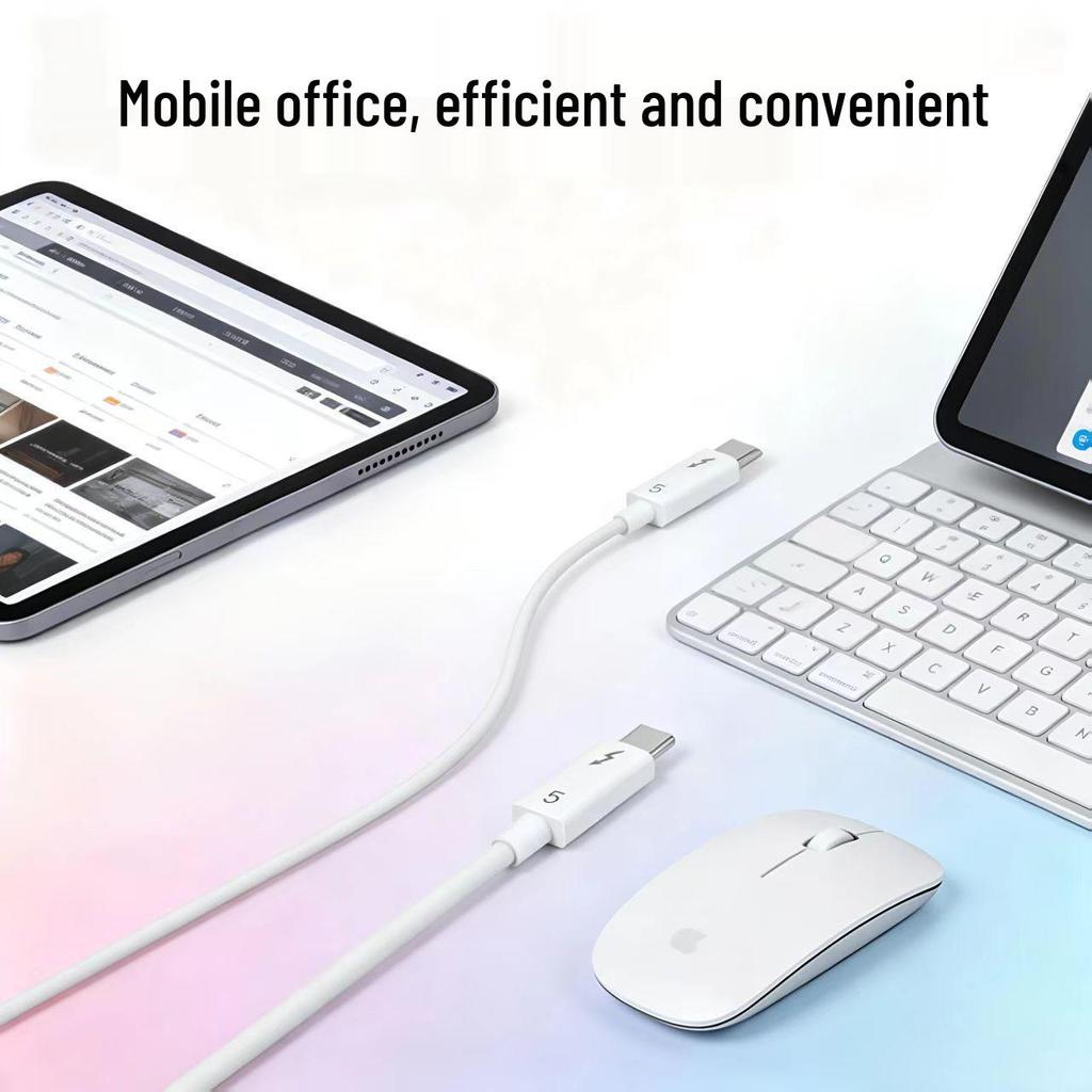 USB4/Thunderbolt 5 Dual Type-C Cable, 80Gbps Bi-directional, PD240W Fast Charging/Data Cable for Laptop & Phone.