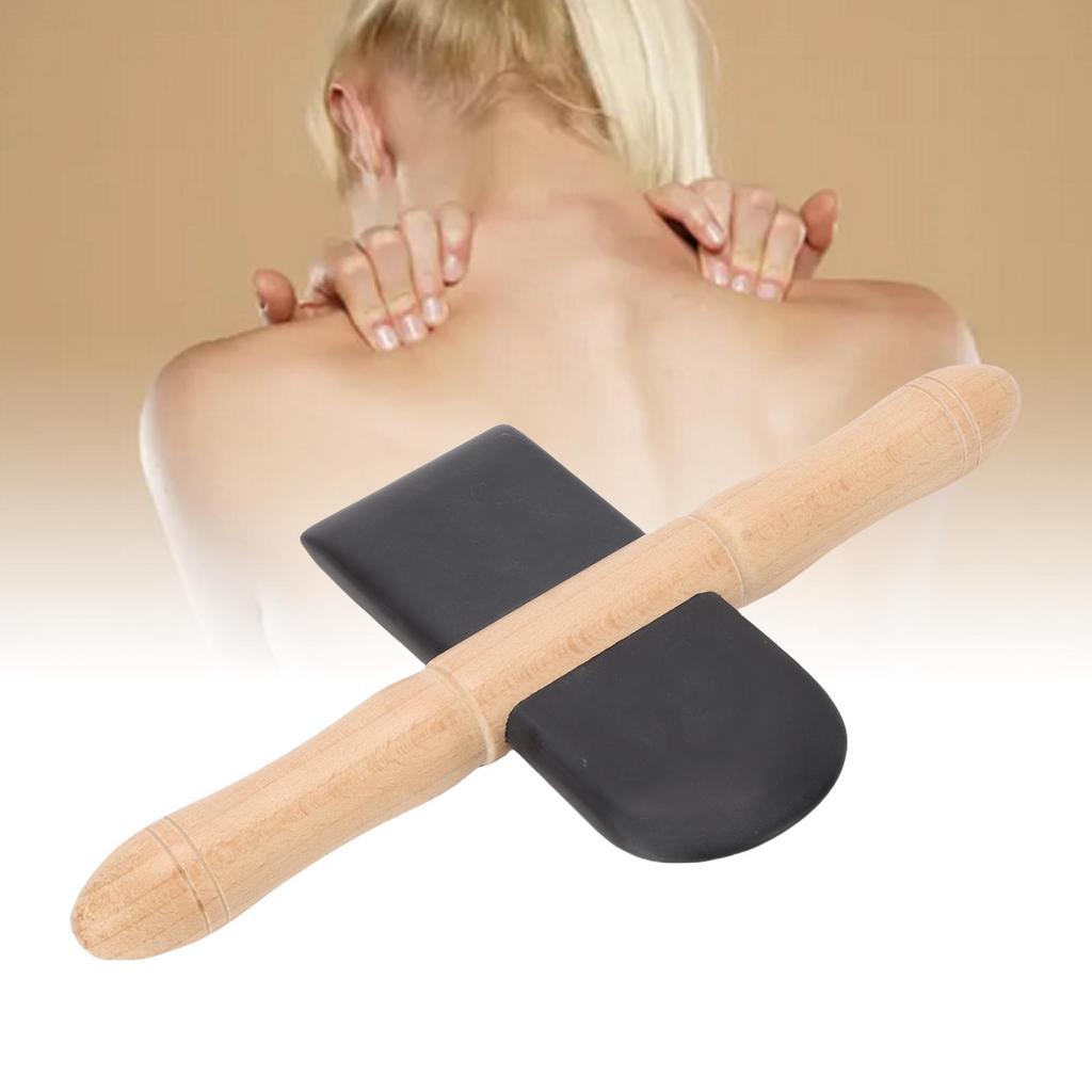 Bian Stone   Sha Tool Wooden Double Handle Stone Scraping Board for Back Legs Arms Neck Shoulder Muscle Relaxation